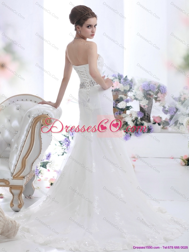 Modest Paillette Mermaid Wedding Dress with Floor-length