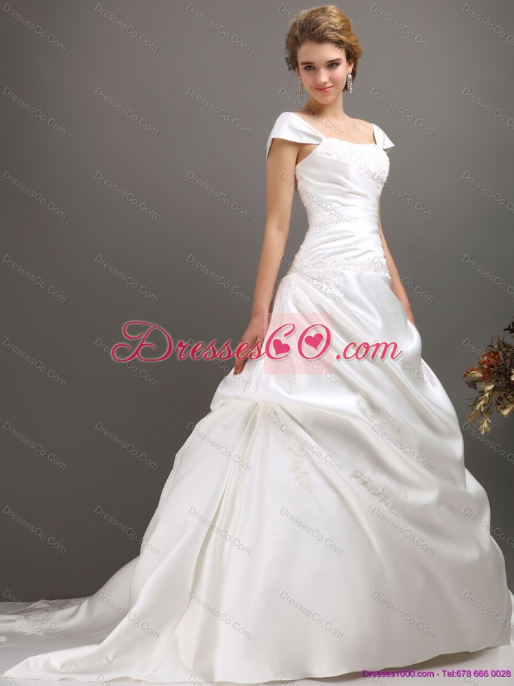 Popular Square Lace Maternity Wedding Dress with Floor length