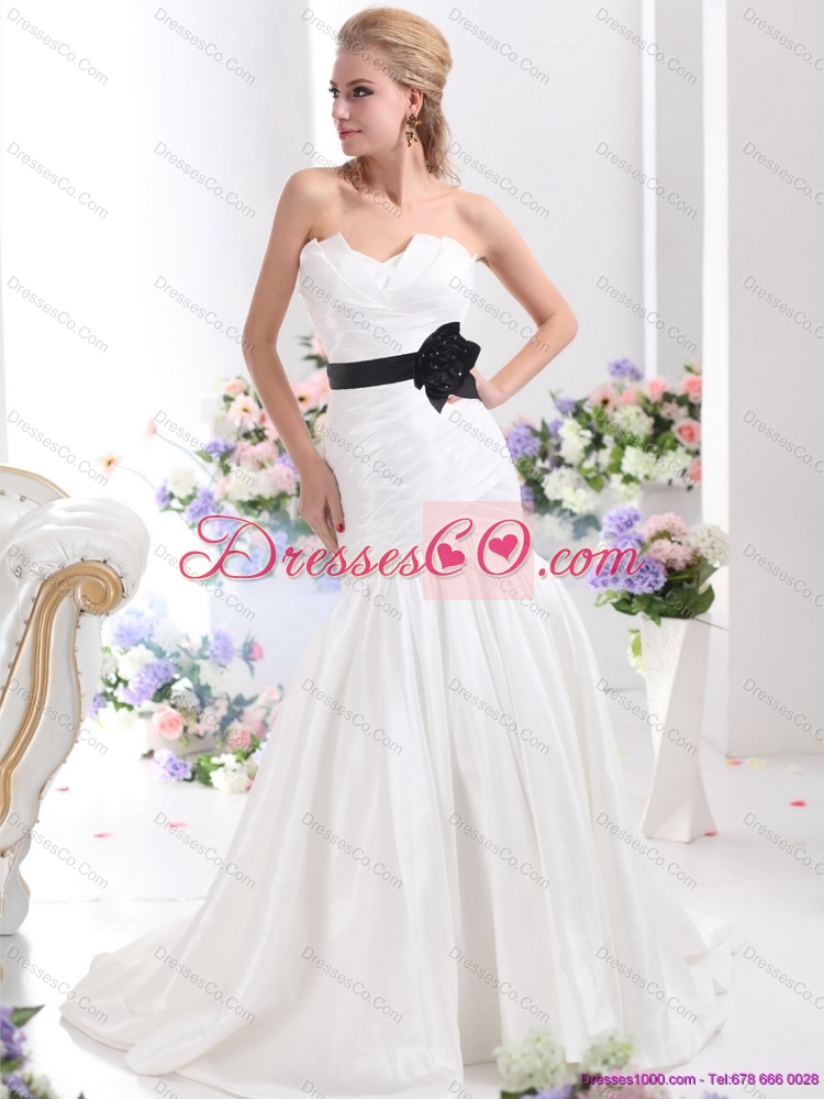 Classical  Colored Wedding Dress with Ruching and Sash