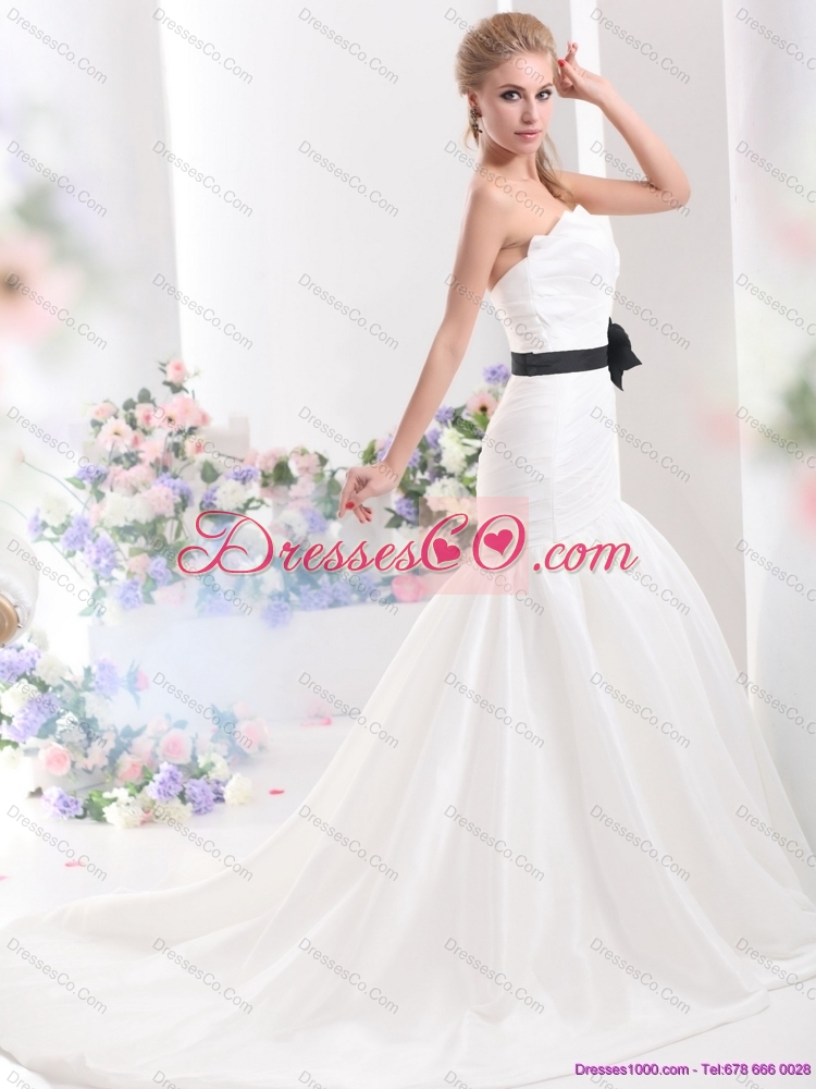 Classical  Colored Wedding Dress with Ruching and Sash