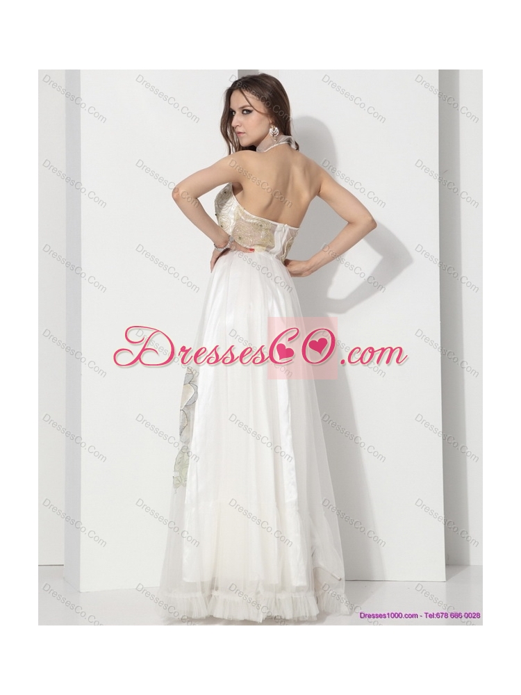 Fashionable Halter Empire Maternity Wedding Dress with Appliques for