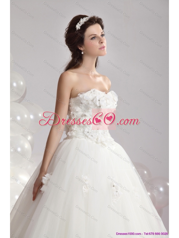 Perfect White Strapless Maternity Bridal Dress with Beading and Hand Made Flowers