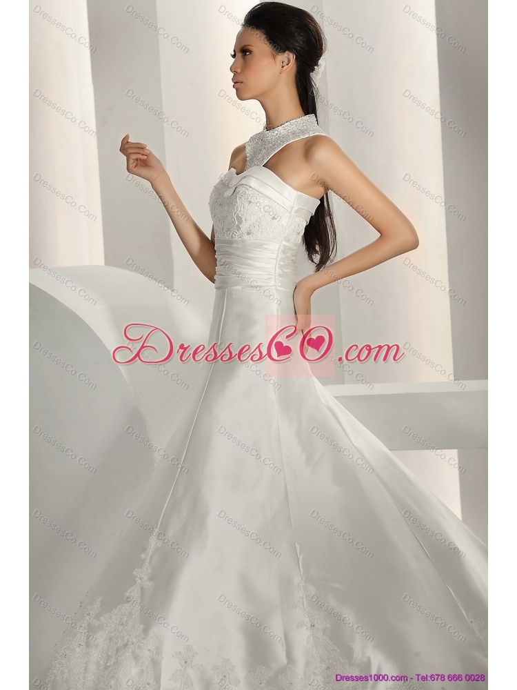 Popular Beading White Mermaid Wedding Dress with Brush Train and Lace