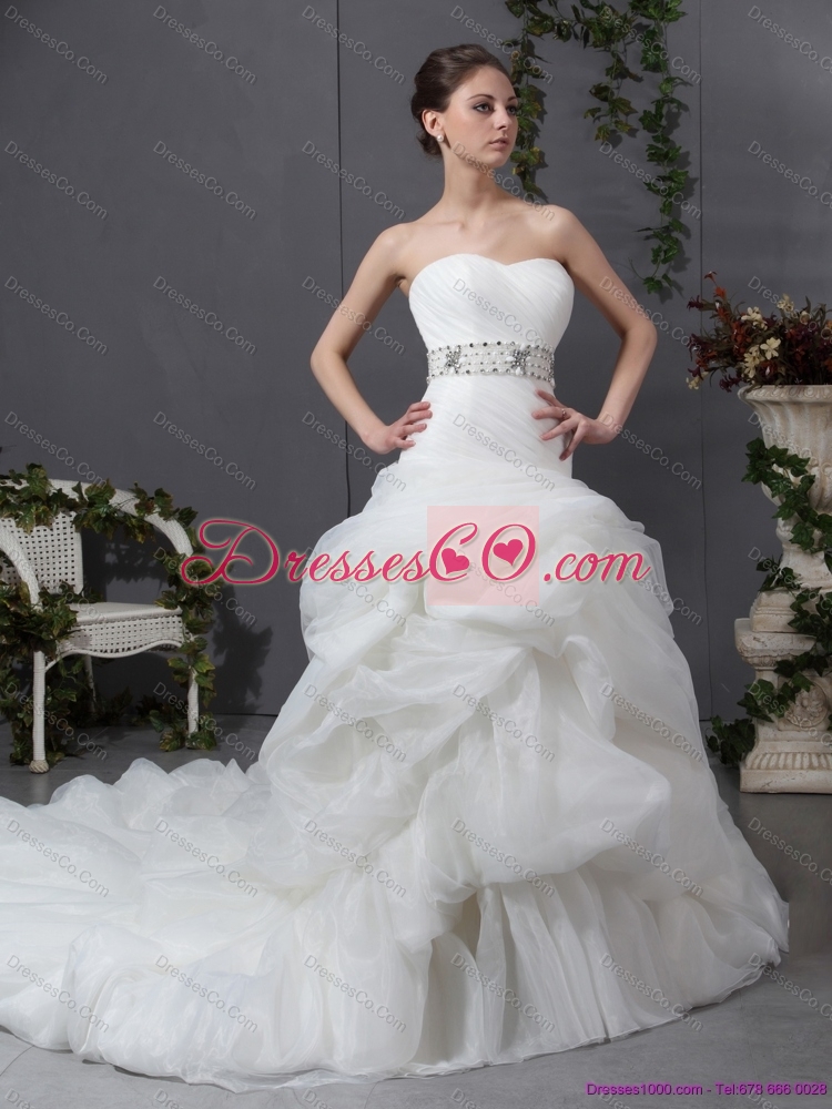 Sophisticated  Strapless Maternity Wedding Dress with Beading and Ruching
