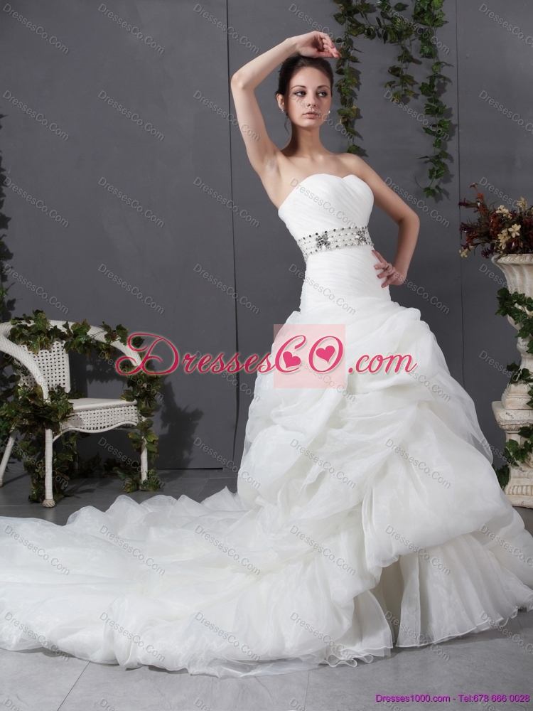 Sophisticated  Strapless Maternity Wedding Dress with Beading and Ruching