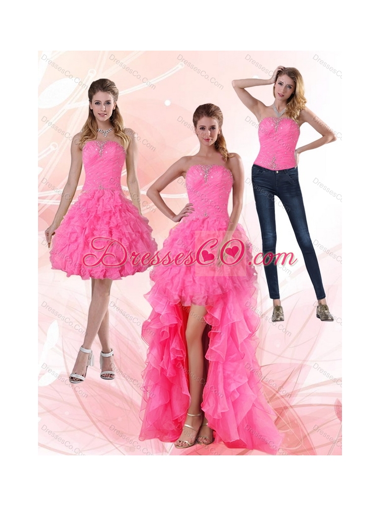 Most Popular Strapless Detachable Prom Dreses with Beading and Ruffled Layers