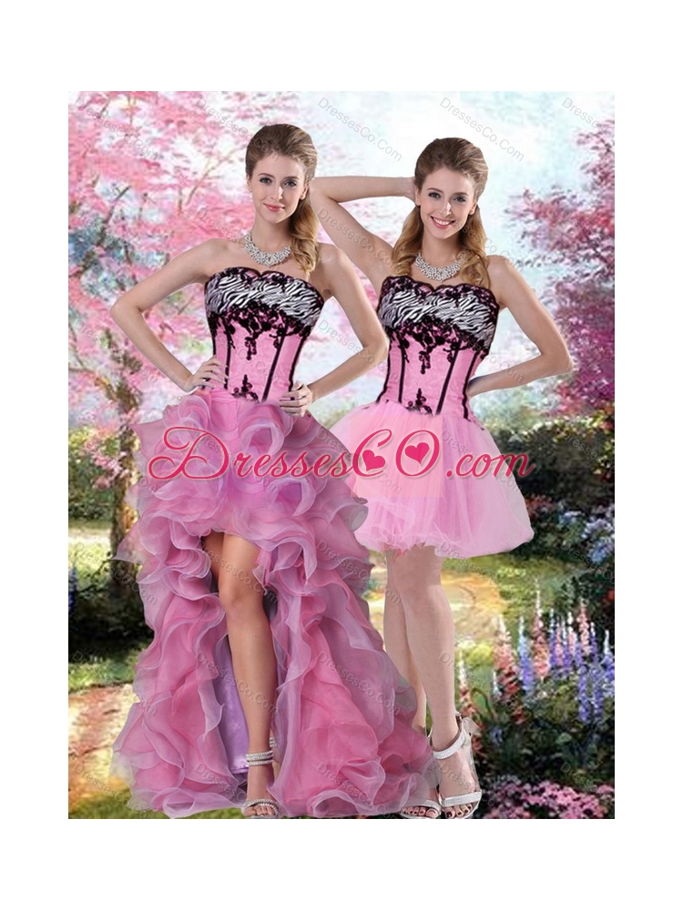 Cute Embroidery  Knee Length Detachable  Prom Dress in Multi Color