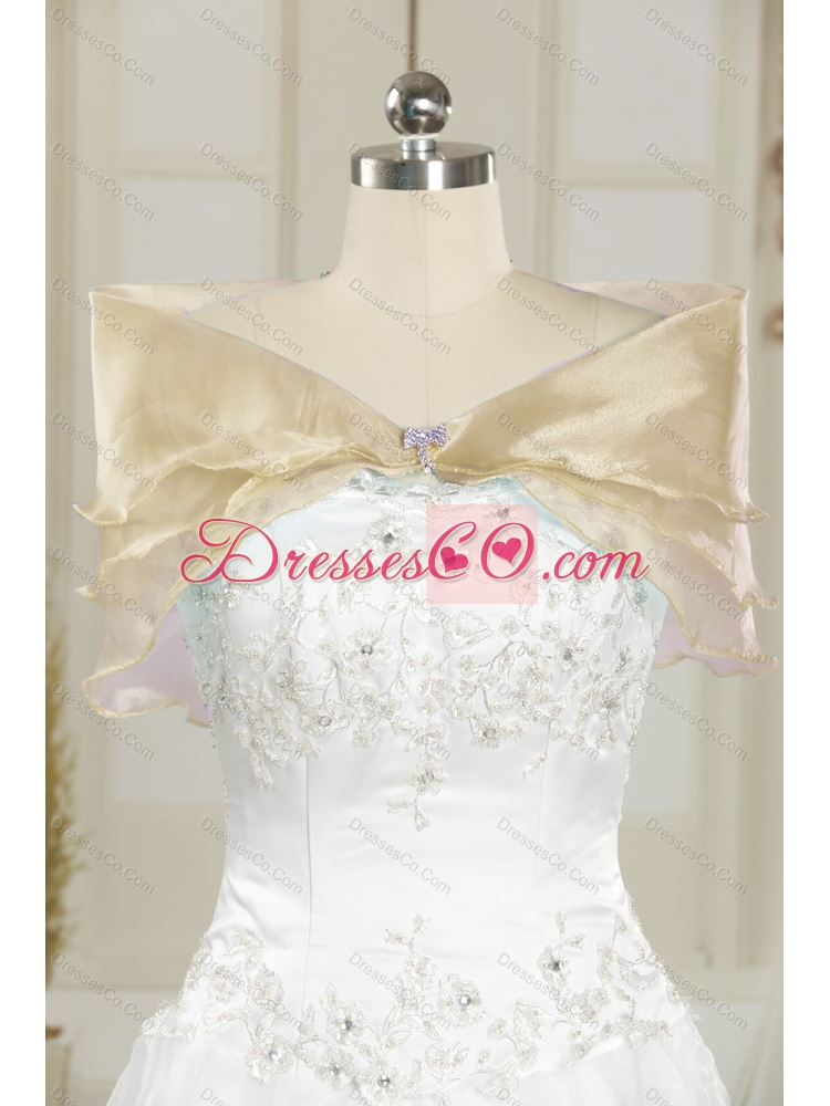 New Style Strapless White Detachable Prom Dress with Ruffles and Beading G