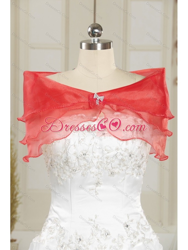 Perfect Strapless Red  Detachable  Prom Dress with Ruffles and Beading