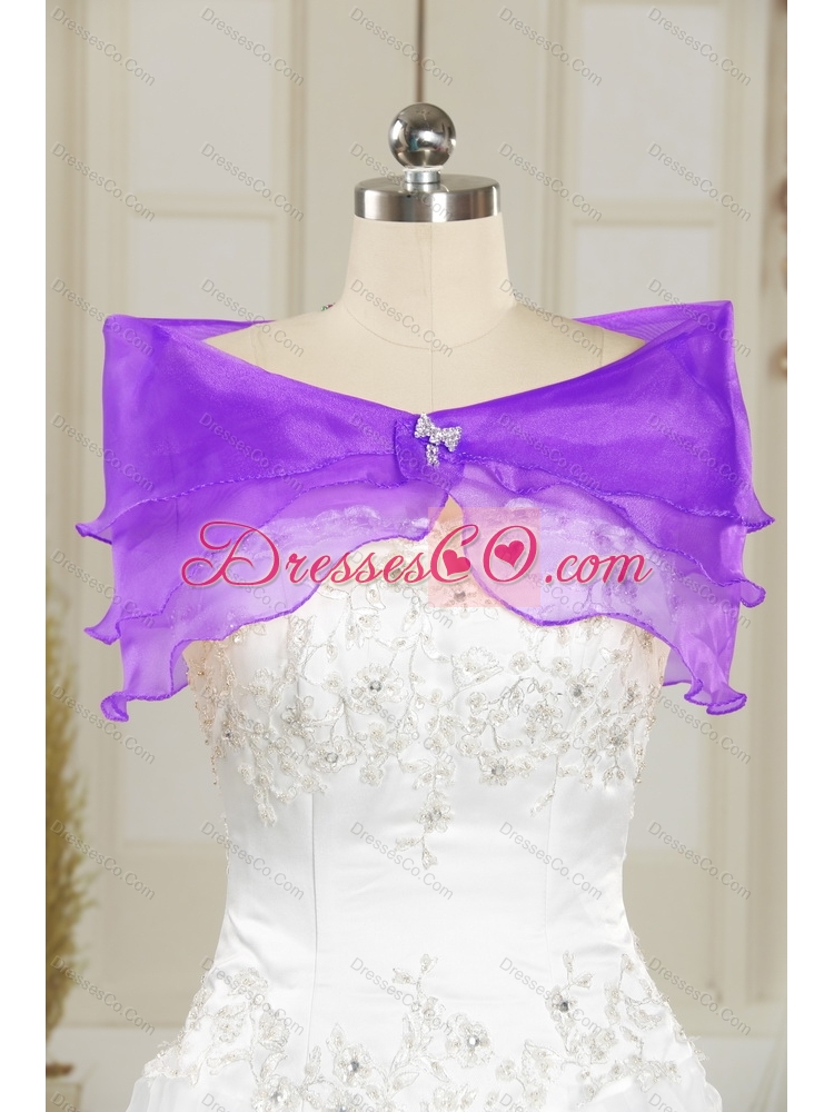 Beautiful Purple Strapless Detachable  Prom Dress with Embroidery and Ruffles