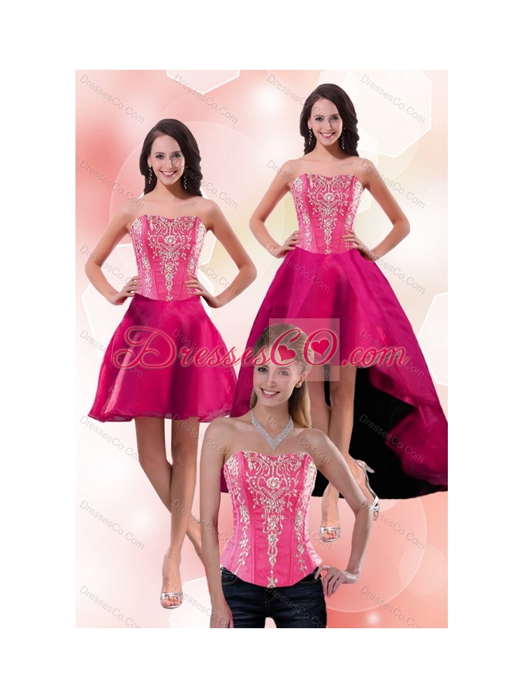 Gorgeous Strapless Knee Length Detachable  Prom Dress with Appliques