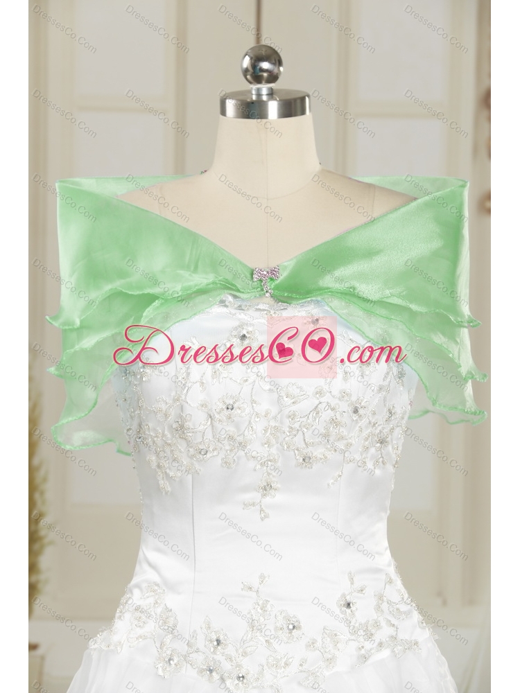 New Style Spring Green Strapless Detachable  Prom Dress with Beading and Ruffles