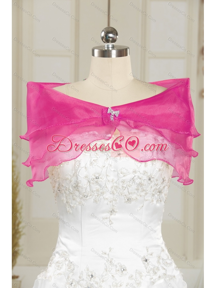 Brand New Strapless   Detachable  Prom Dress with Appliques and Ruffles