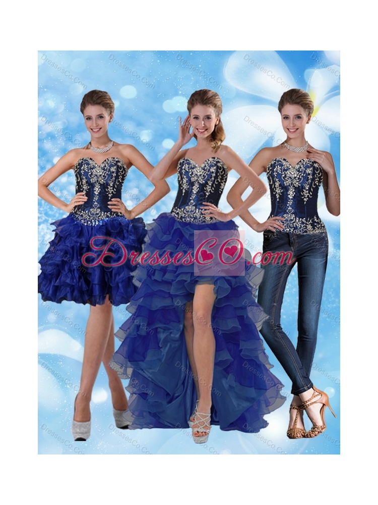 Most Popular Detachable  Prom Dress with Ruffled Layers and Embroidery