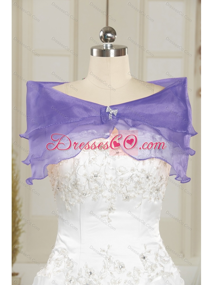 Pretty Dark Purple  Detachable  Prom Dress with Appliques and Ruffles