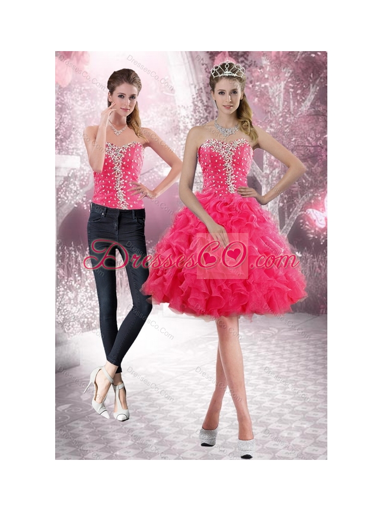Pretty Detachable  Prom Dress with Beading and Ruffles