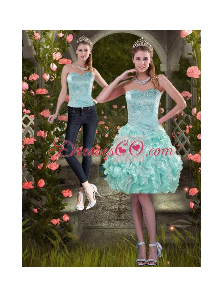 Classical  Strapless Detachable  Prom Dress with Beading and Ruffles
