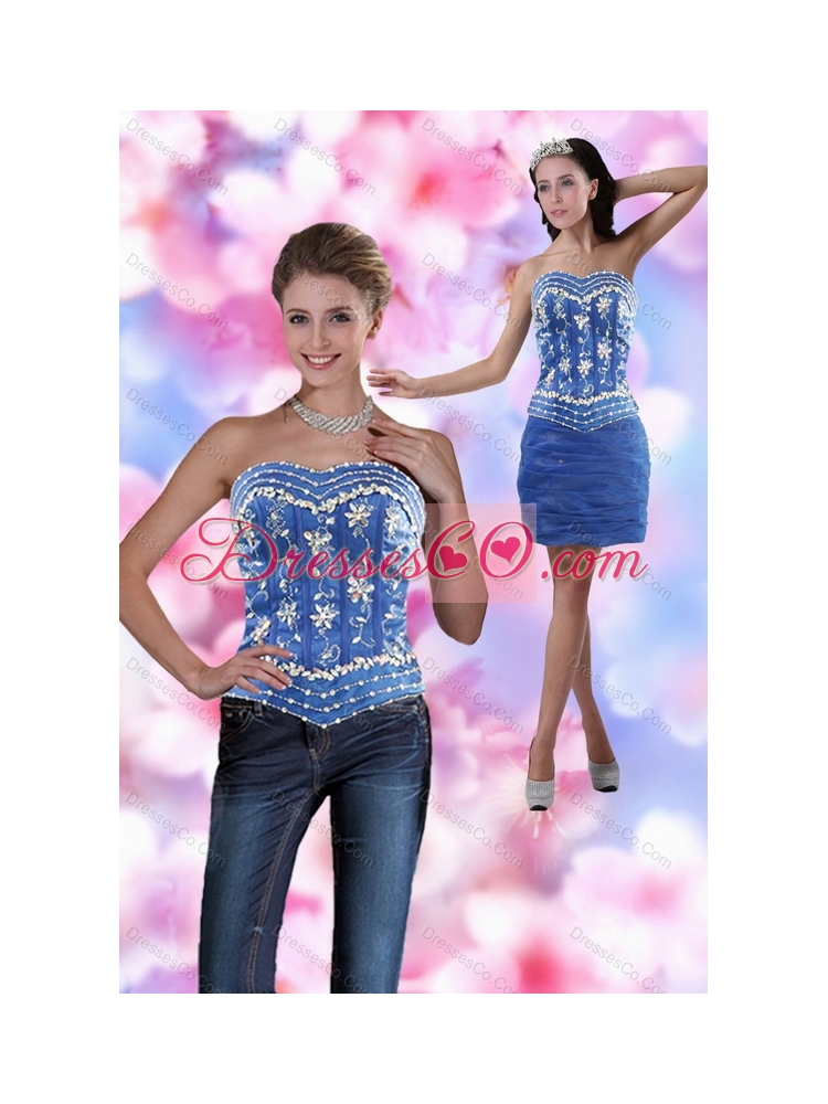 Fashionable  Mini Length Detachable Prom Dress with Appliques
