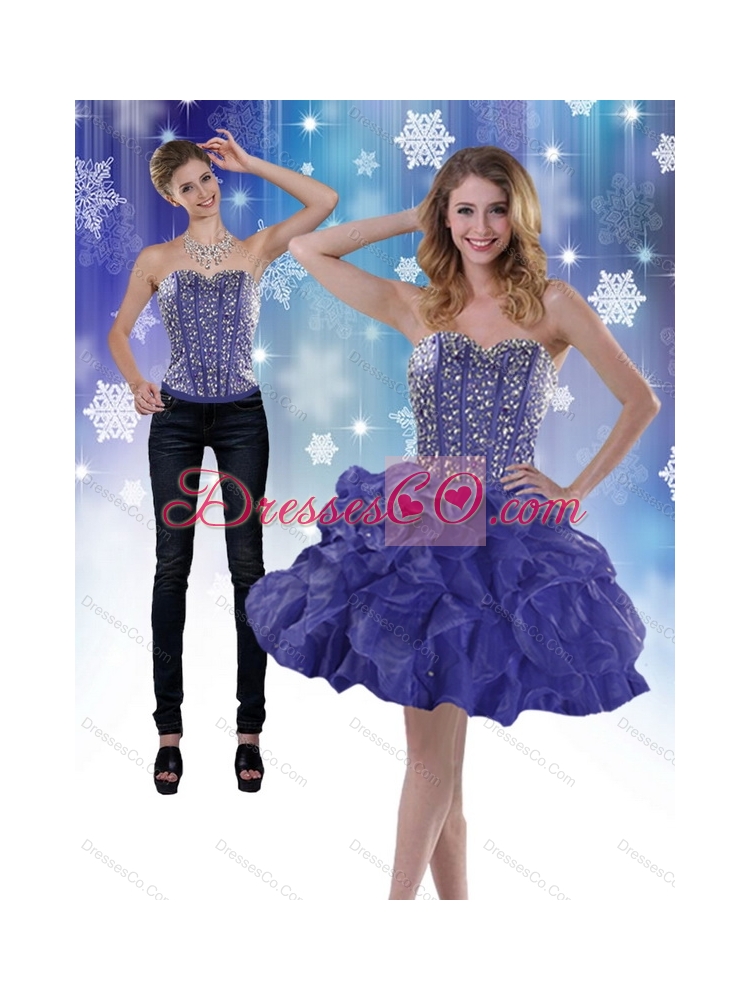 Modest  Royal Blue Detachable  Prom Dress with Beading and Ruffles