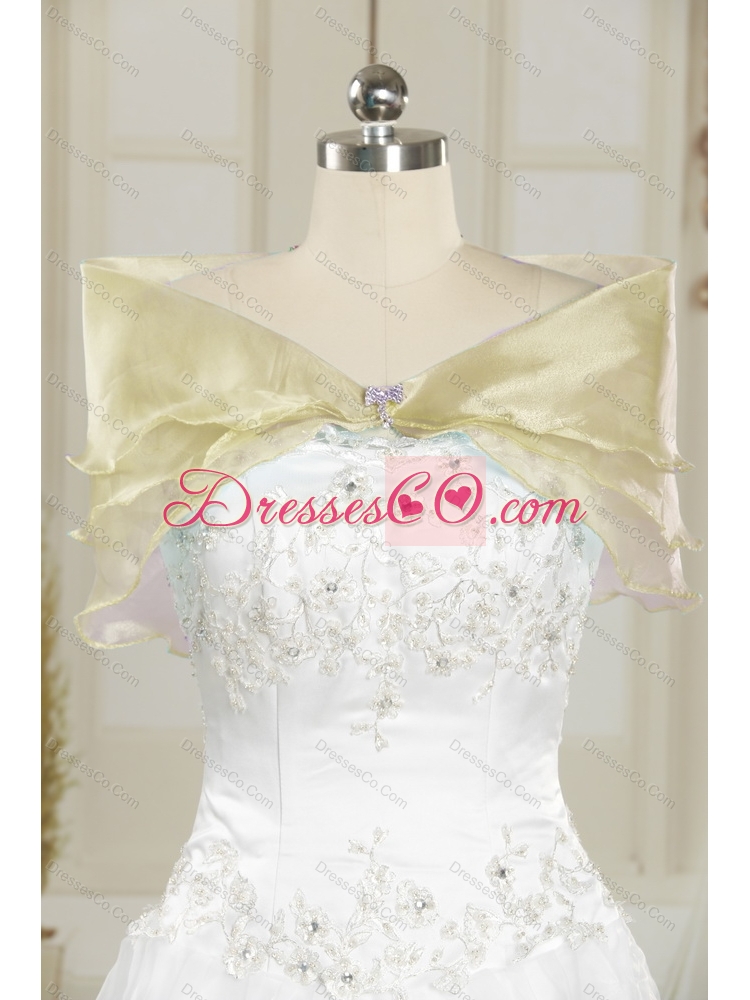New Style Strapless  Detachable  Prom Dress with Embroidery and Ruffled Layers