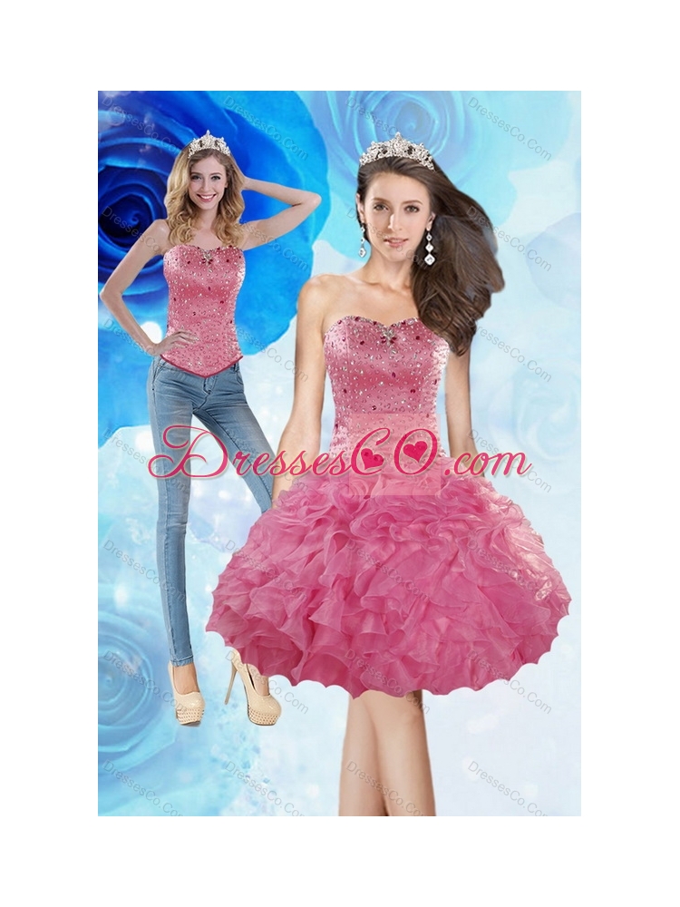 Sophisticated Knee Length Detachable  Prom Dress with Beading and Ruffles
