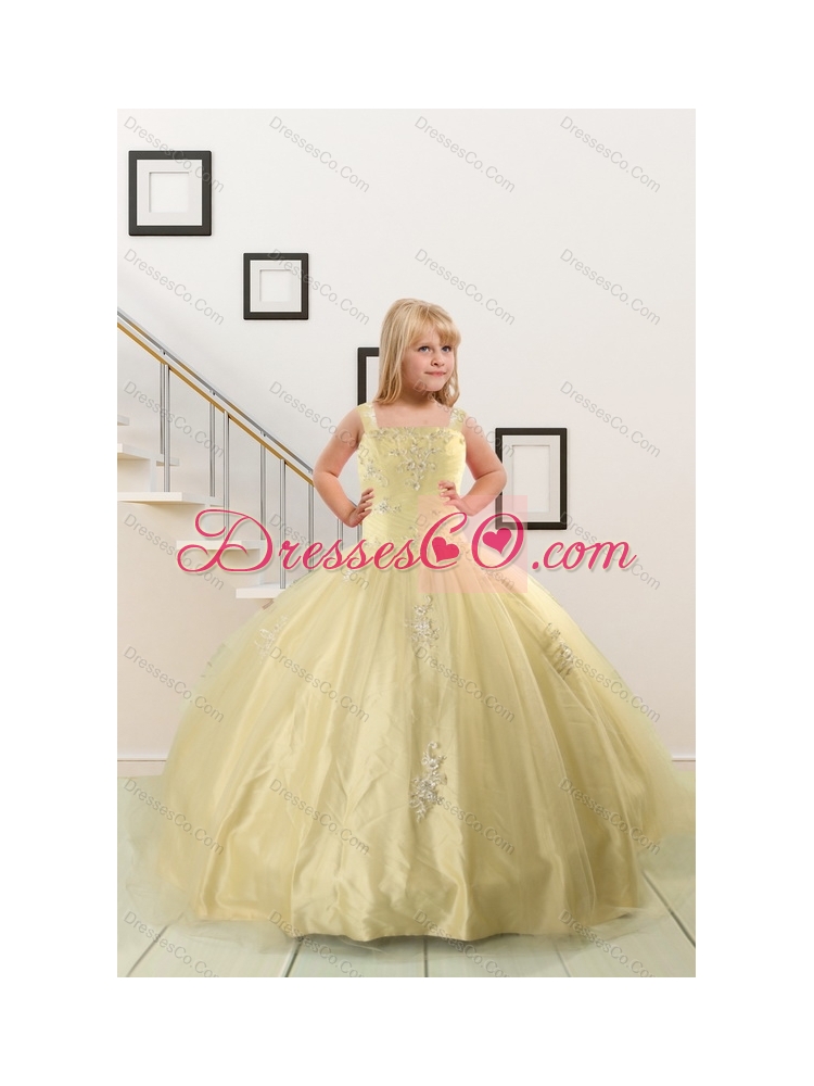 Beautiful Champagne Quinceanera Dress and Pink Dama Dressand Straps Ball Gown Little Girl Dress