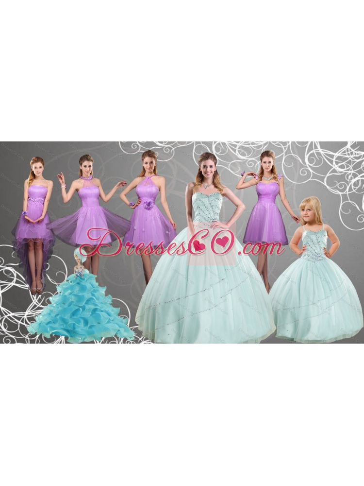 Cheap Beading Quinceanera Dress and Lilac Short Prom Dressand Apple Green Spaghetti Straps Beading Pageant Dress Little Girl