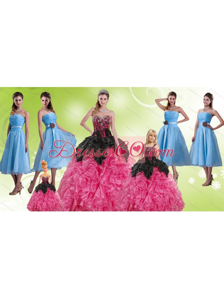 Multi Color Quinceanera Gown and Strapless Hand Made Flower Prom Dressand   Ruffles and Beading Little Girl Dress