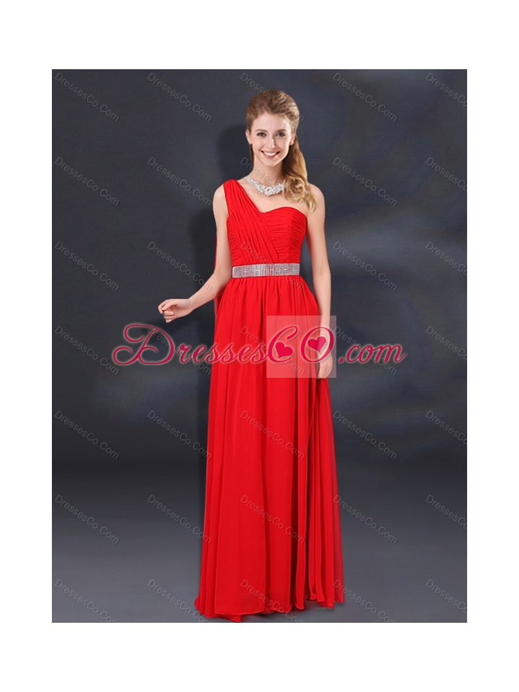 Ruffles One Shoulder Sweet Sixteen Dress and Red Long Beading Prom Dressand Ball Gown Straps Beading Little Girl Dress