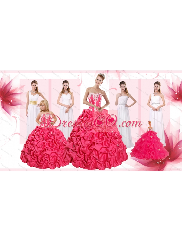 Appliques and Pick Ups Quinceanera Dress and White Long Dama Dressand Strapless Flower Girl Dress
