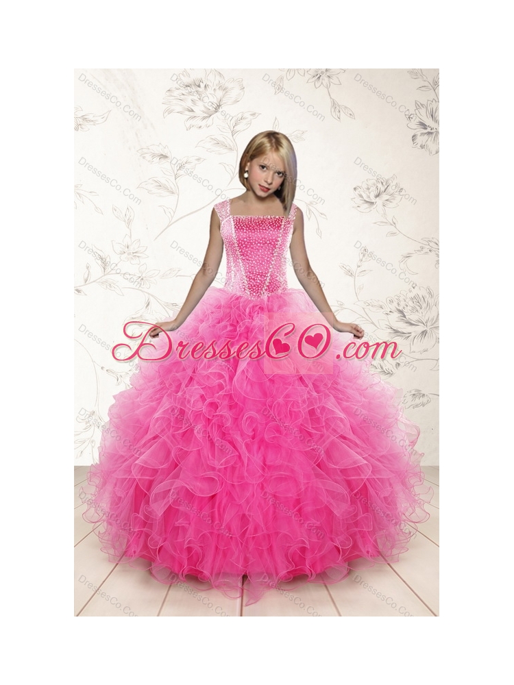 Beading and Ruffles Ball Gown Quinceanera Dress and Long Dama Dressand  Beading and Ruffles Little Girl Dress