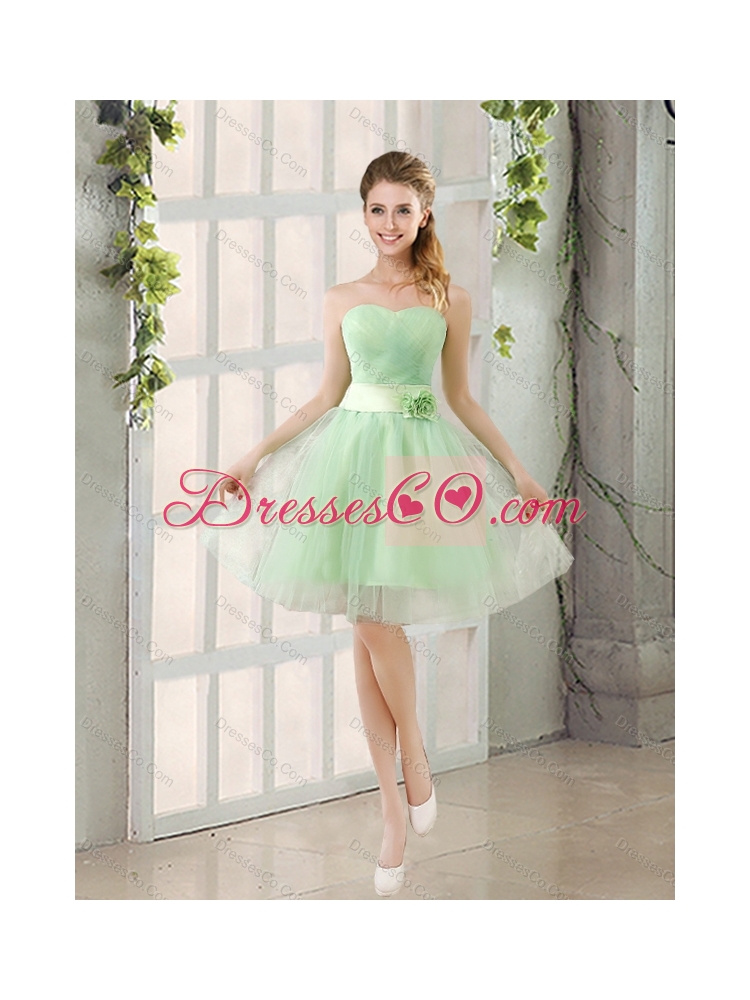 Ruffles Beading Ball Gown Quinceanera Dress and Sash Short Apple Green Dama Dressand  Halter Top Little Girl Dress