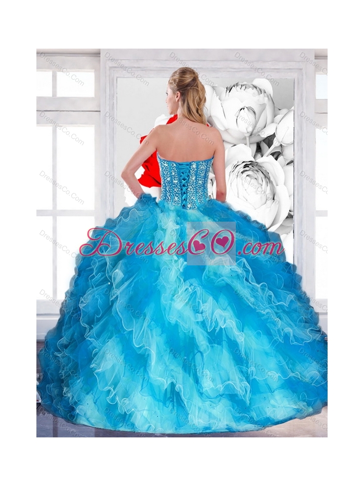 Cheap Multi Color Quinceanera Dress with Beading and Ruffled Layers