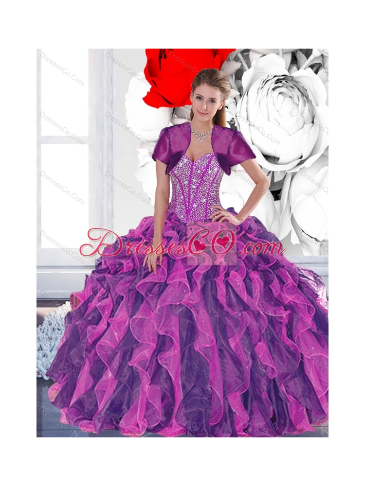 Luxurious Beading and Ruffled Layers Quinceanera Dress in Multi Color