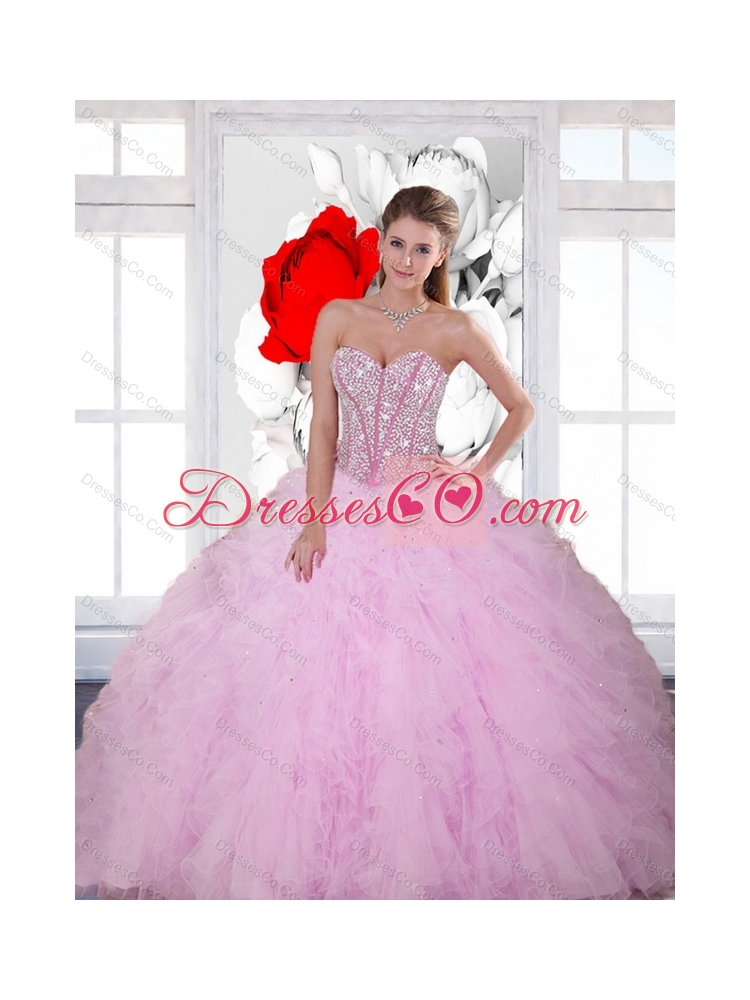 Cheap Beading and Ruffles  Quinceanera Dress in Baby Pink