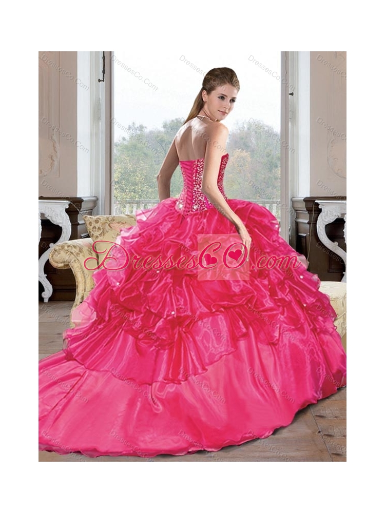 Wonderful Beading and Ruffles Turquoise Quinceanera Dress  Spring