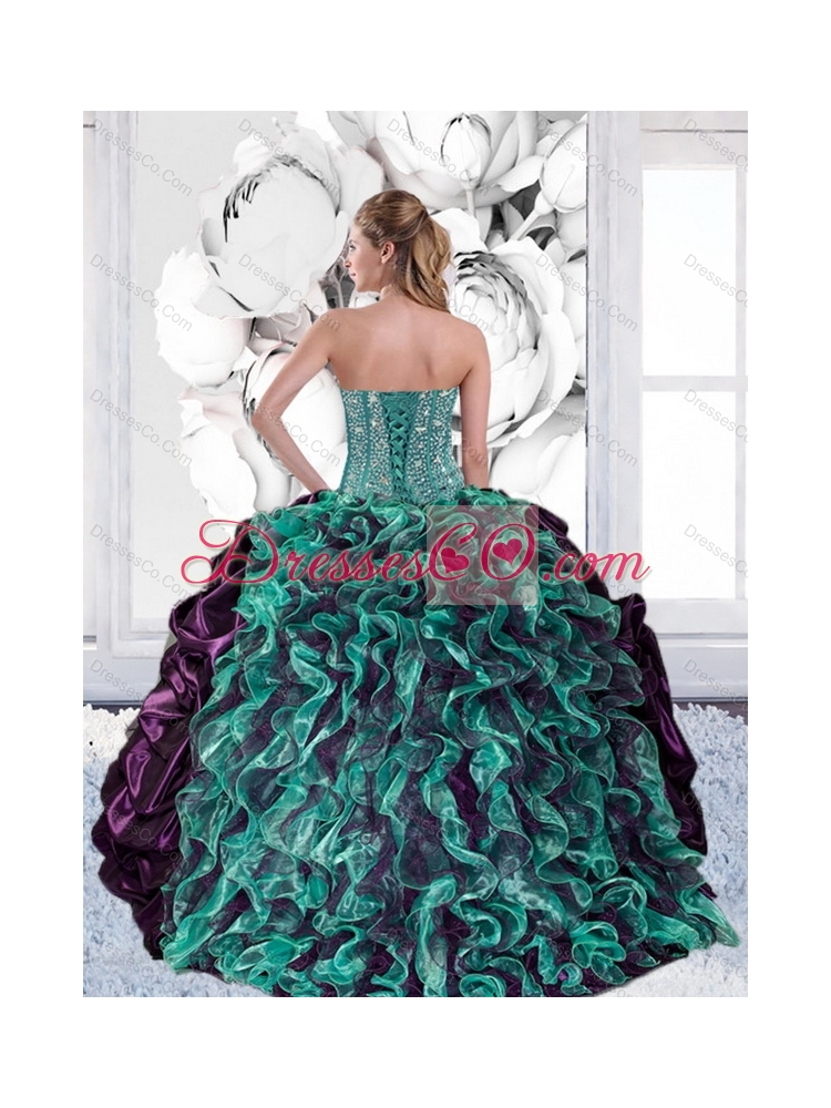Quinceanera Dress with Pick Ups and Ruffles