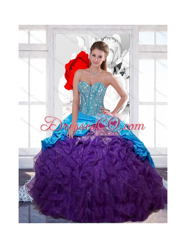 Beading and  Ruffled Layers Quinceanera Dress  Spring