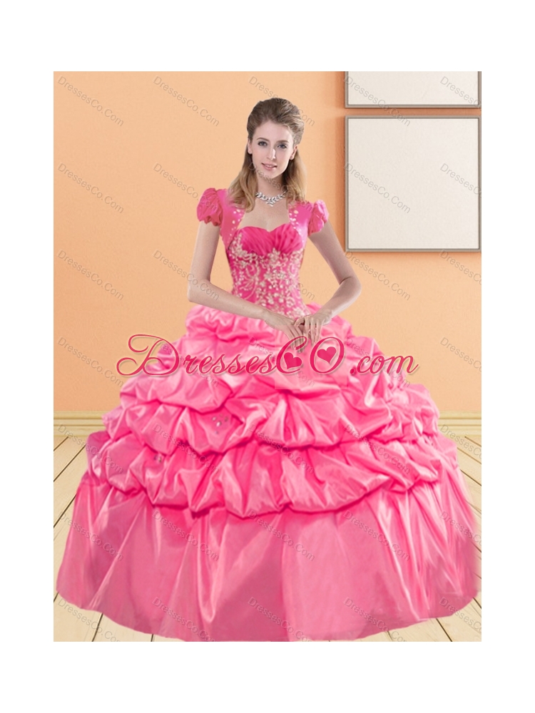 Delicate  Quinceanera Dress with Appliques and Pick Ups