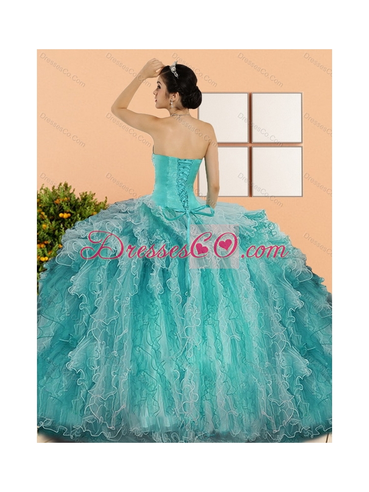 Quinceanera Dress with Appliques and Ruffles