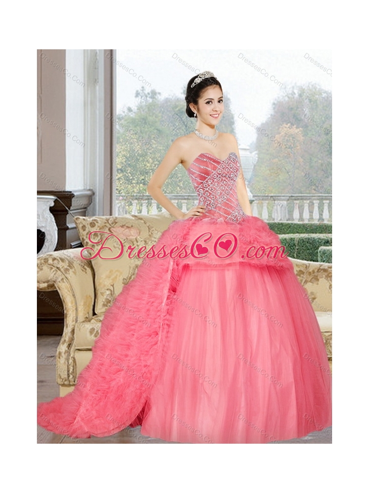 Hot  Quinceanera Dress with Beading and Ruffles