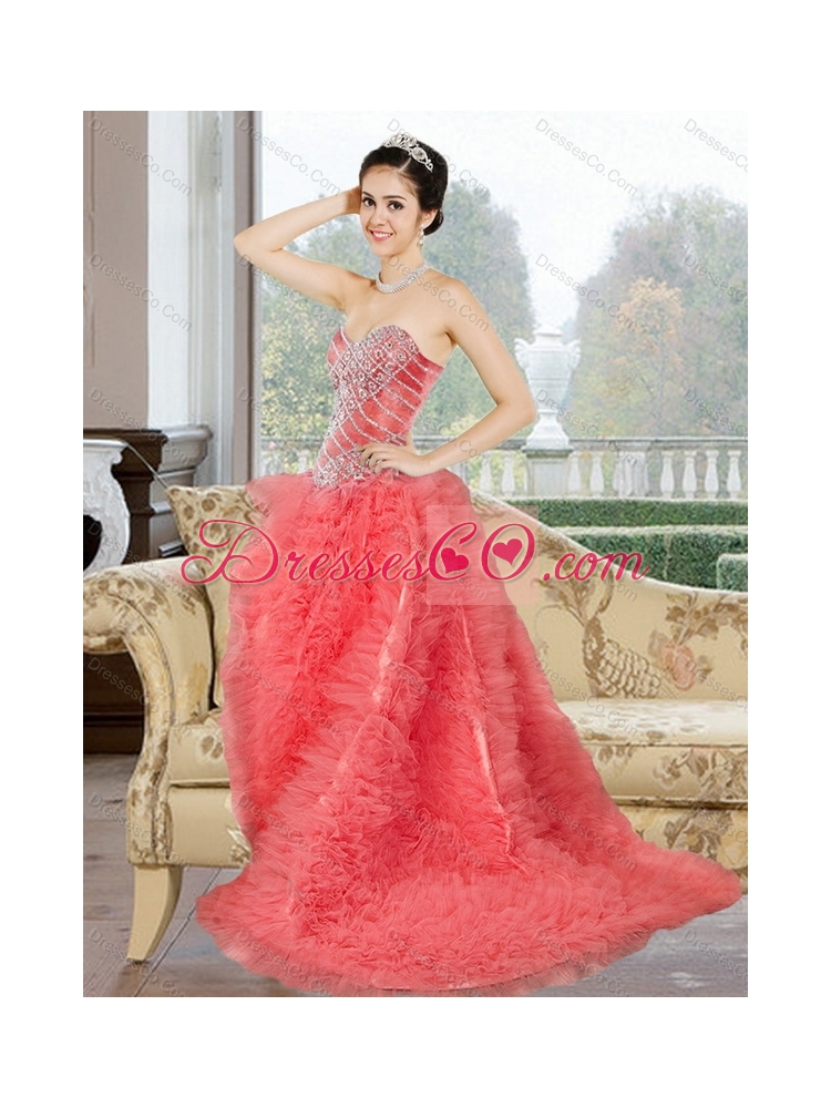 Hot  Quinceanera Dress with Beading and Ruffles
