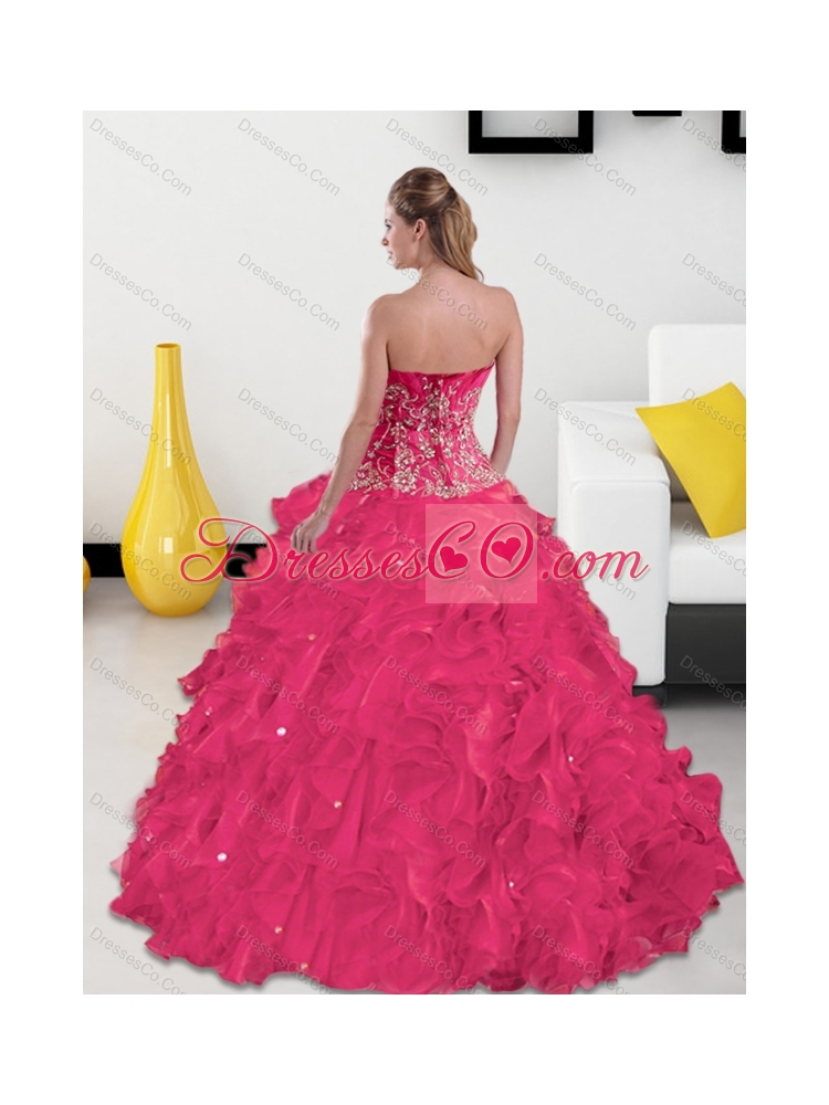 Quinceanera Dress with Appliques and Ruffles