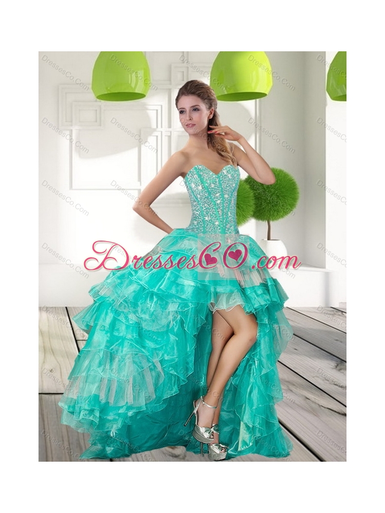 Discount Beading and Ruffled Layers High Low Prom Dress