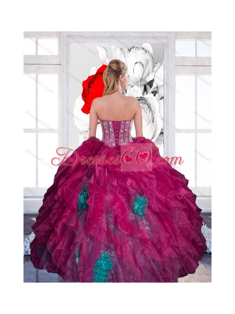 Elegant Beading Multi Color  Quinceanera Dress with Ruffles