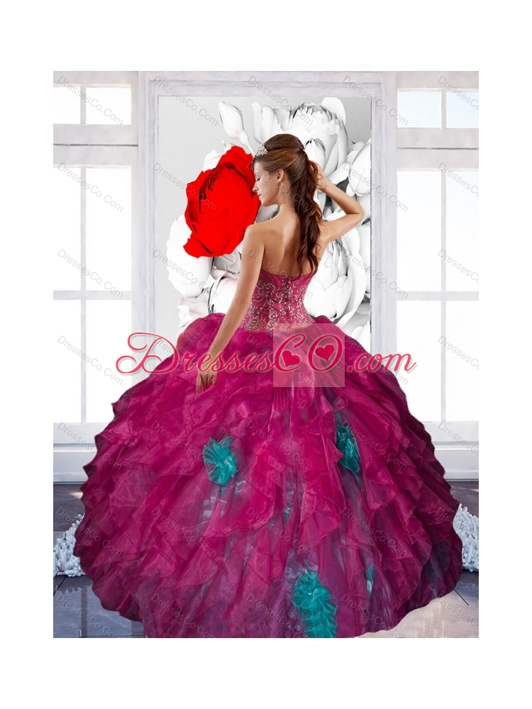 Classic Appliques and Ruffles Quinceanera Dress in Multi Color