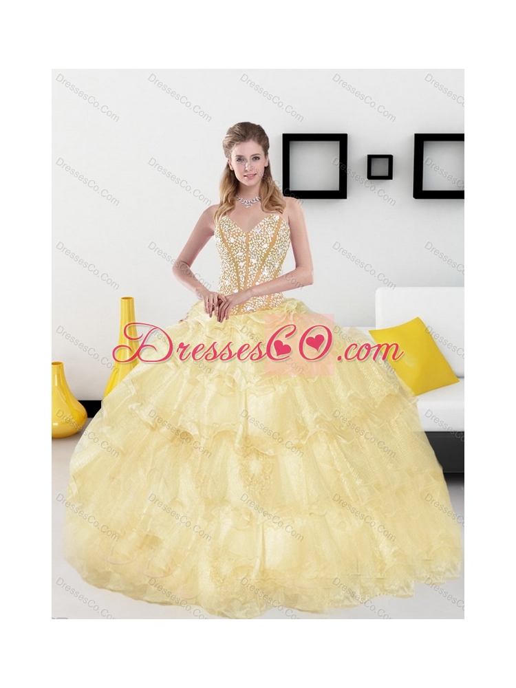 Latest Quinceanera Dress with Beading and Ruffled Layers