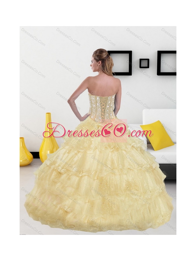 Latest Quinceanera Dress with Beading and Ruffled Layers