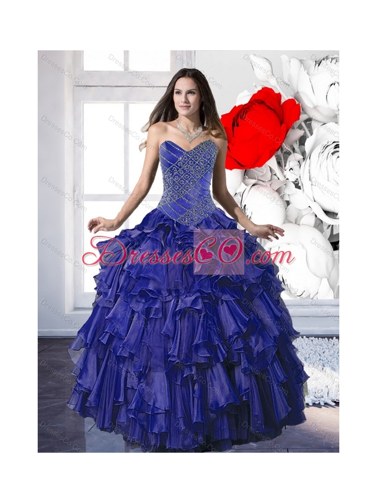 Classic  Appliques and Ruffles Quinceanera Dress in Royal Blue