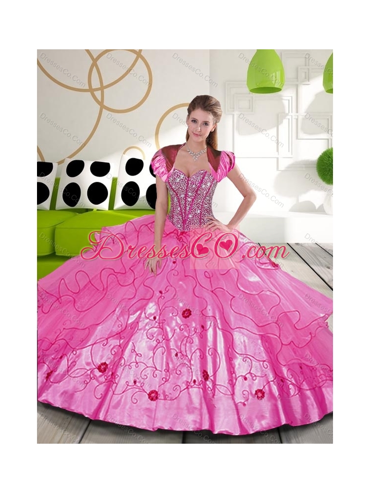 Latest Beading and Embroidery Hot Pink Quinceanera Dress